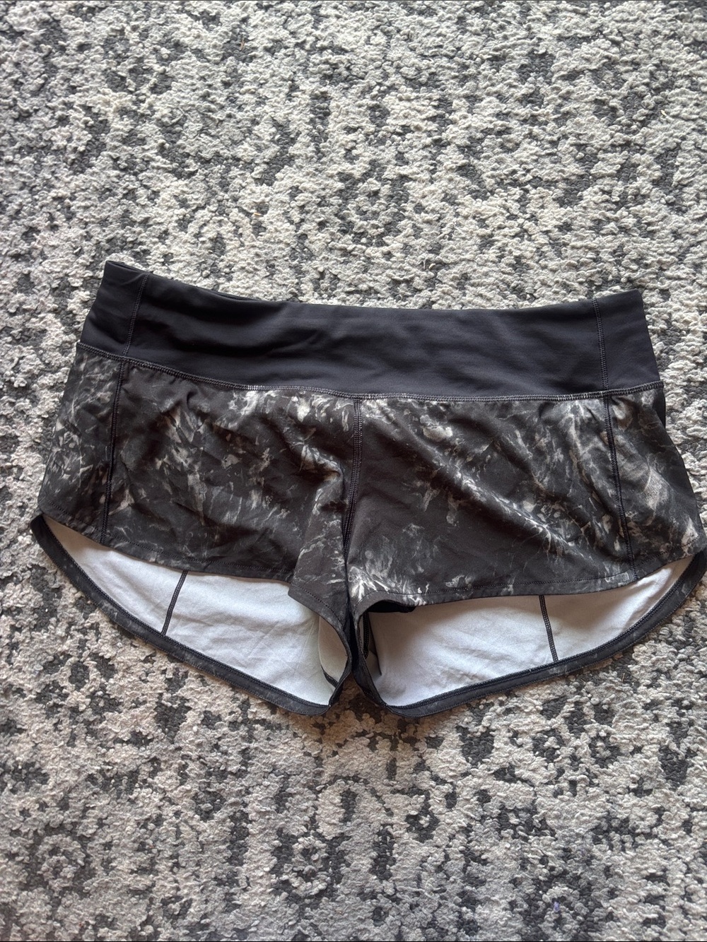lululemon athletica Black Marble-Effect Athletic Shorts